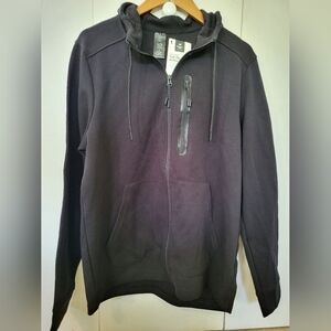 NWT Member's Club Men's Black Zip Up Sweater with Hood and Long Sleeves Sz M